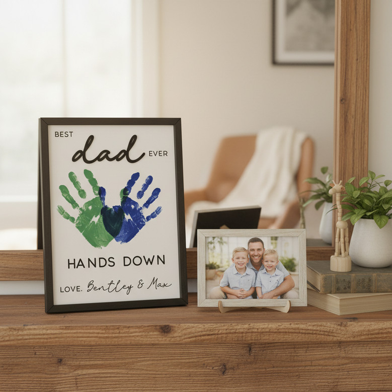 Forever Loved - Personalized Dad Handprint Wood Sign Gift