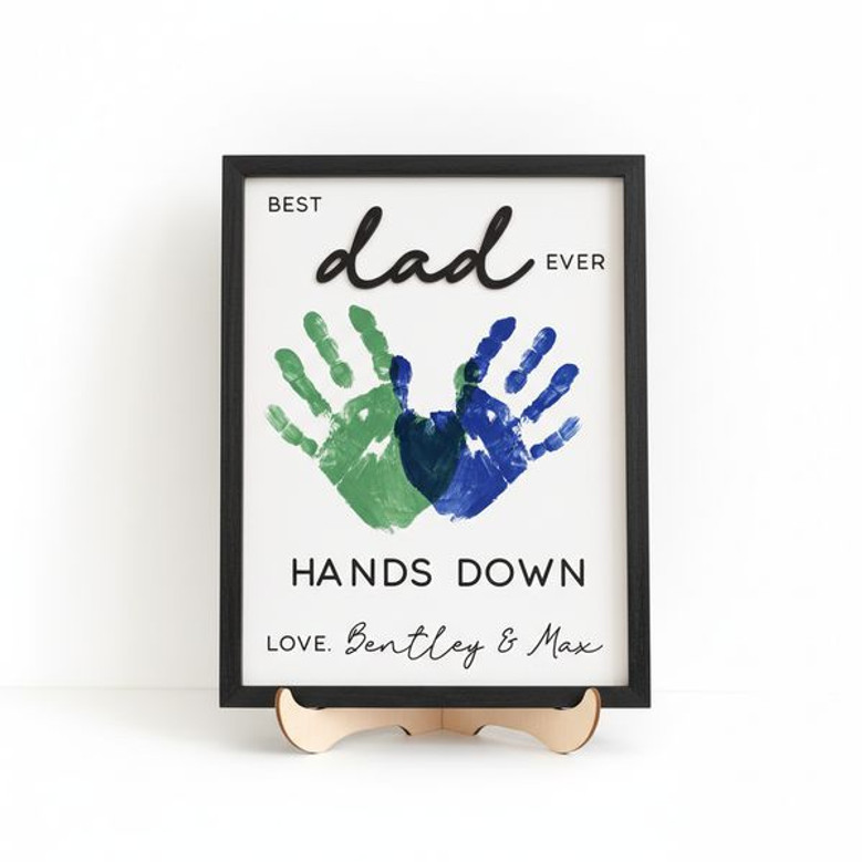 Forever Loved - Personalized Dad Handprint Wood Sign Gift