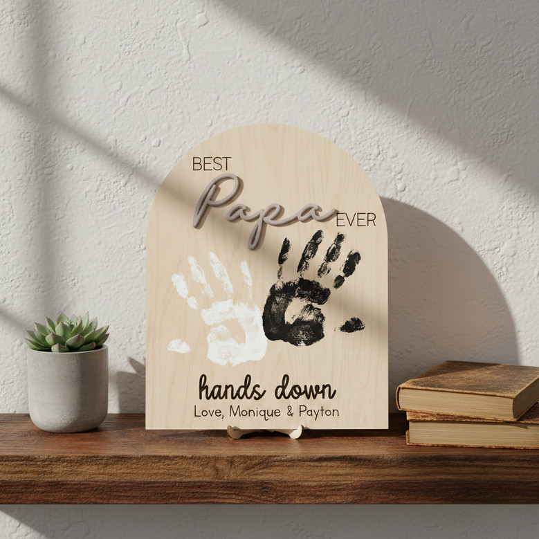Handprint Memory Wood Sign - Personalized Gift for Dad or Papa