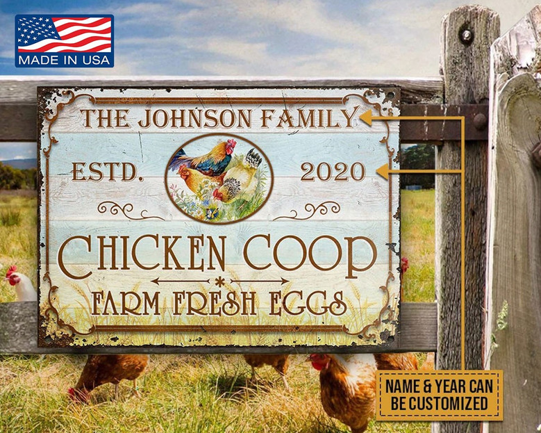USA Made Personalized Vintage Tin Sign for Your Chicken Coop