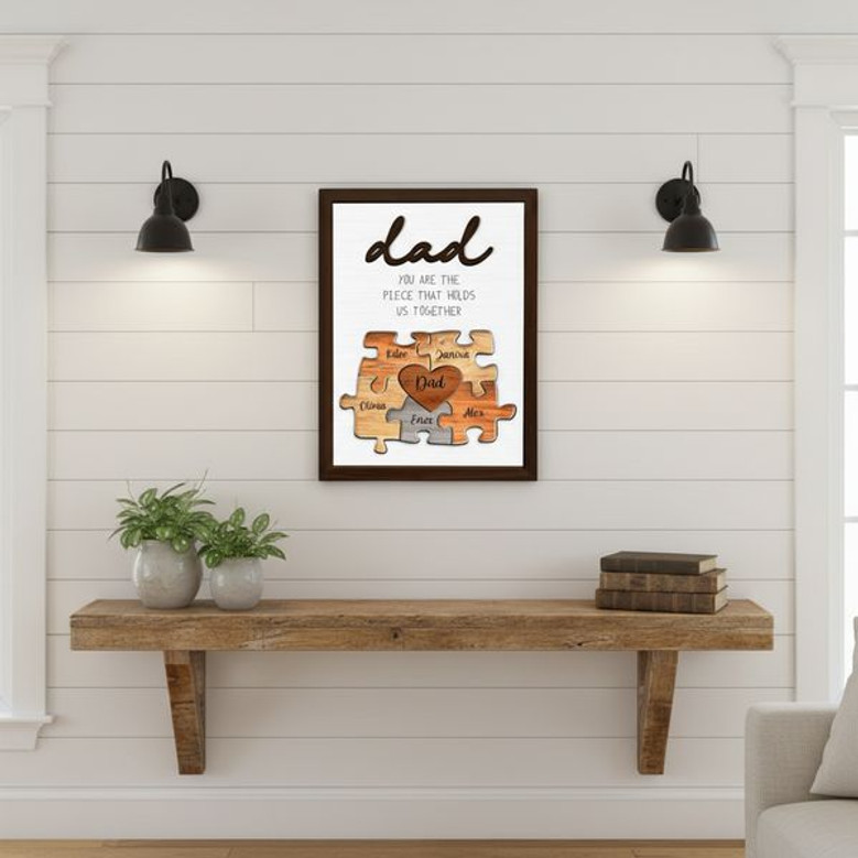 You Are The Piece - Personalized Dad Puzzle Wood Sign