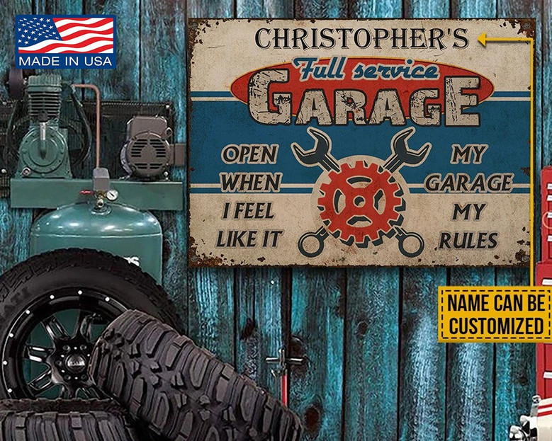 Your Custom Car Garage Vintage Tin Sign - American Made