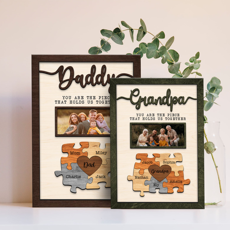 Your Piece of Our Heart Wood Sign - Personalized Grandpa Puzzle