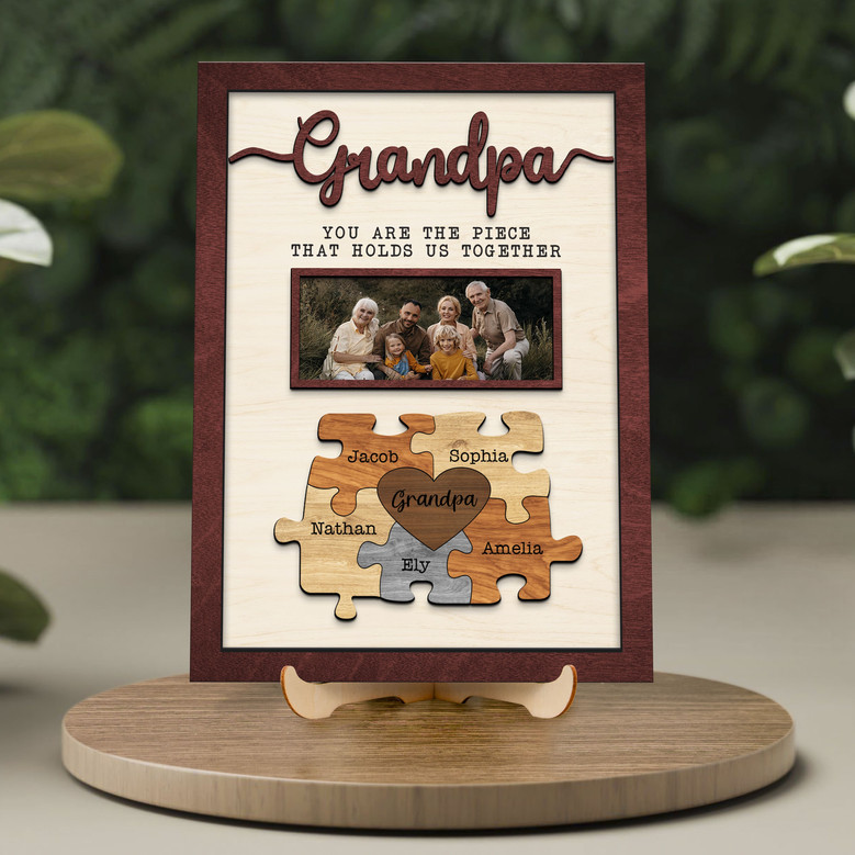 Your Piece of Our Heart Wood Sign - Personalized Grandpa Puzzle