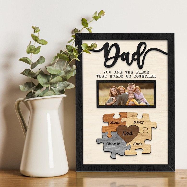 Your Piece of Our Heart Wood Sign - Personalized Grandpa Puzzle