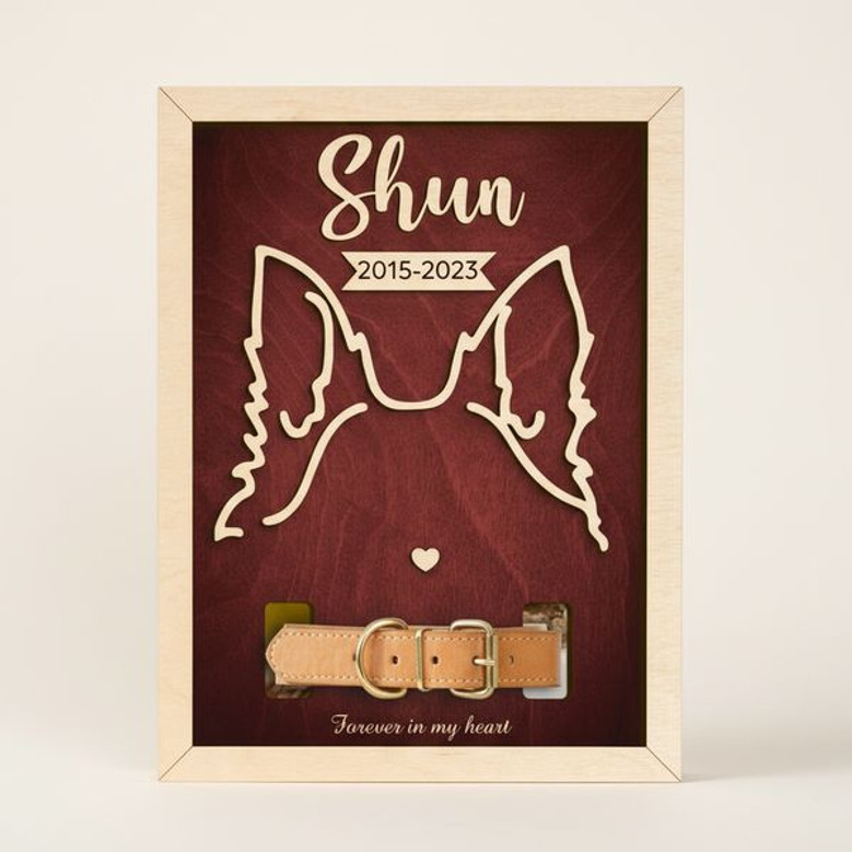 A Dog's Forever Love - Personalized Memorial Collar Wood Sign