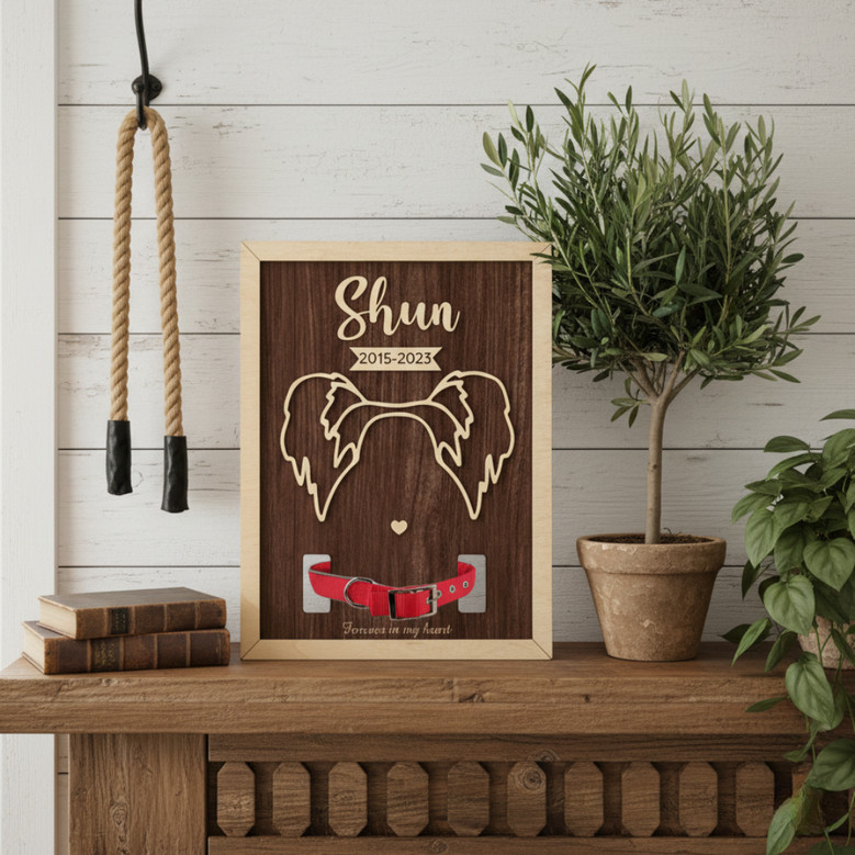 A Dog's Forever Love - Personalized Memorial Collar Wood Sign