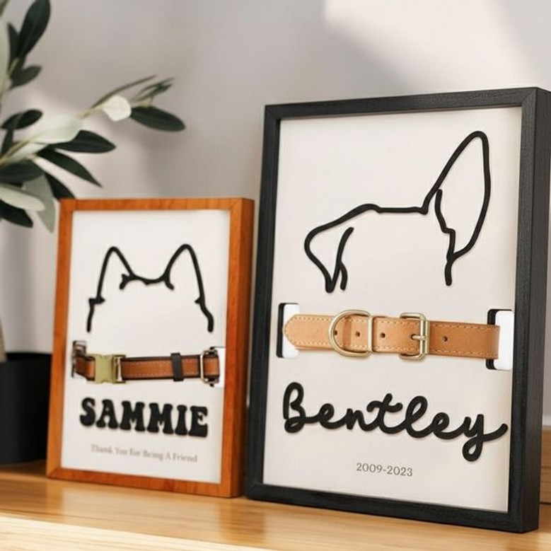 A Paw-Print on My Heart - Dog Memorial Wood Sign for Collar