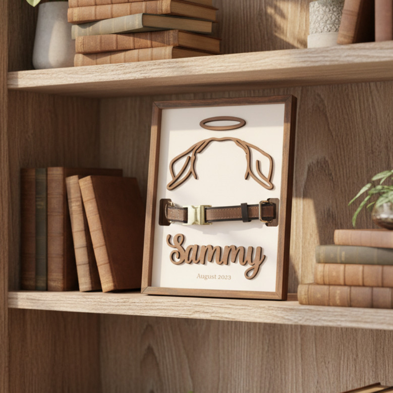 A Paw-Print on My Heart - Dog Memorial Wood Sign for Collar