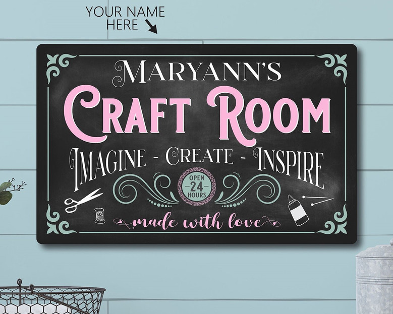 Crafting Bliss! Custom Vintage Tin Sign for Your Creative Space