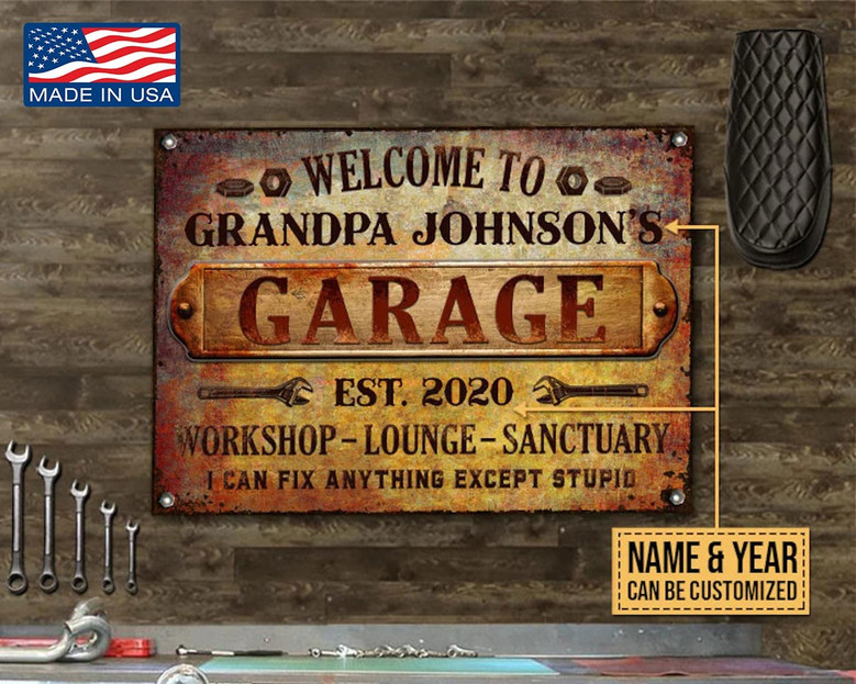 Custom Retro Tin Metal Sign: USA-Made Garage Wall Art