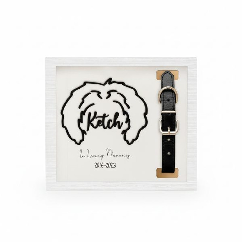 Forever Loved Dog Tribute - Personalized Collar Frame Wood Sign