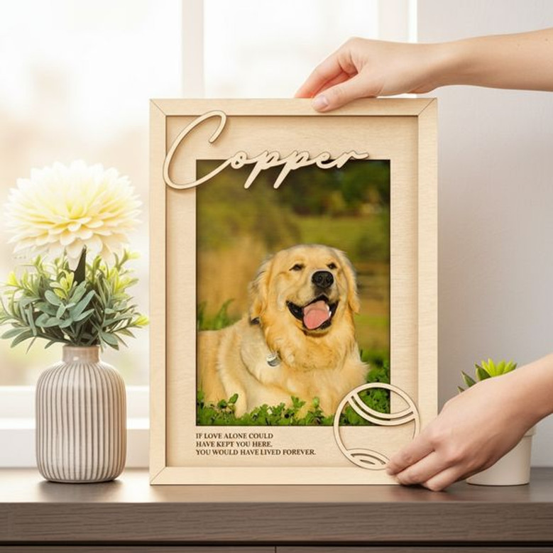 Forever Loved - Pet Loss Photo Wood Sign With Name