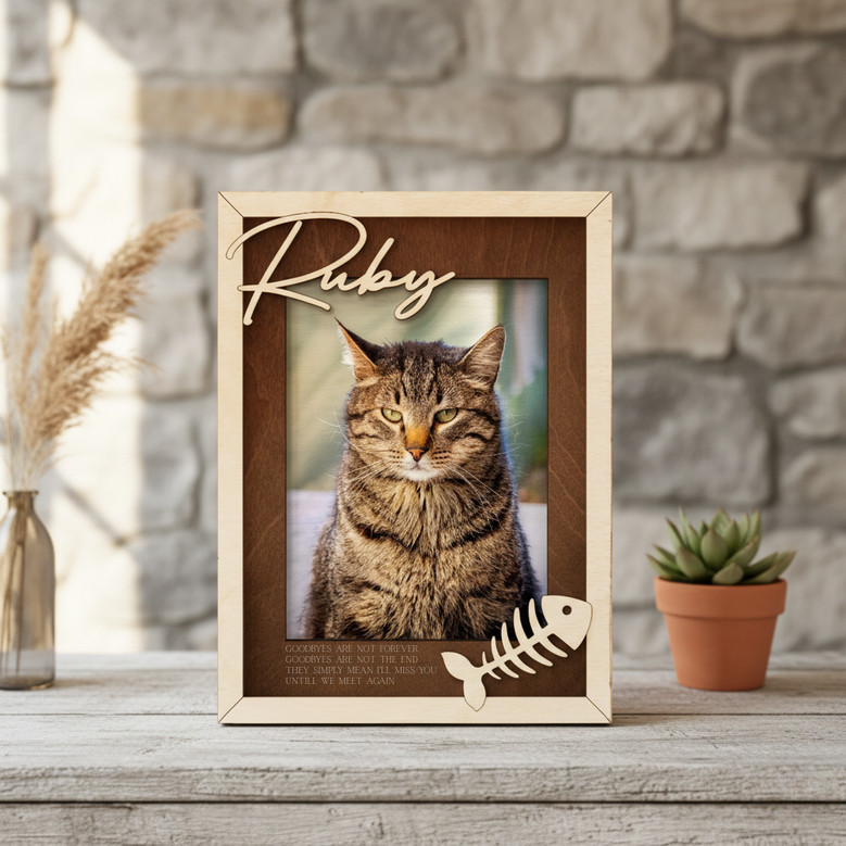 Forever Loved - Pet Loss Photo Wood Sign With Name