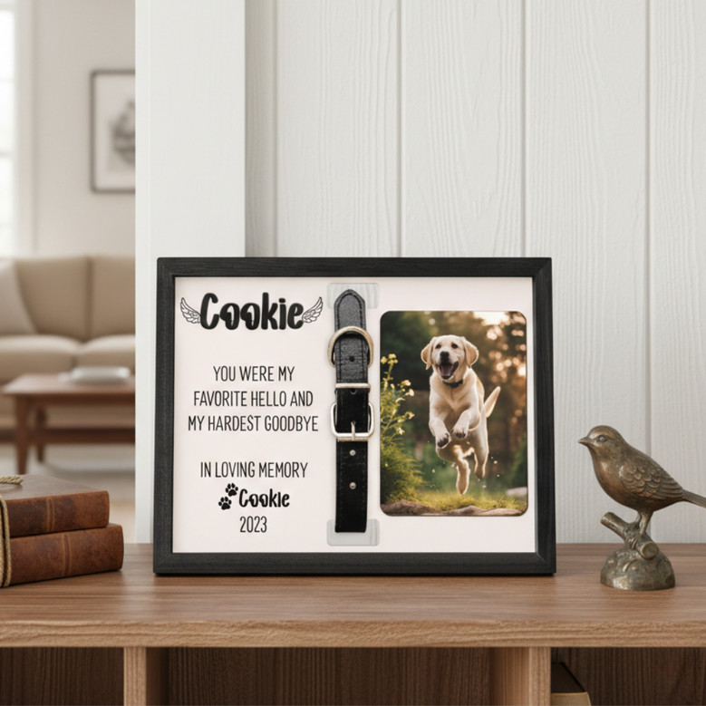 Forever Loved Pet Memorial Wood Sign for Collar - Keepsake Frame