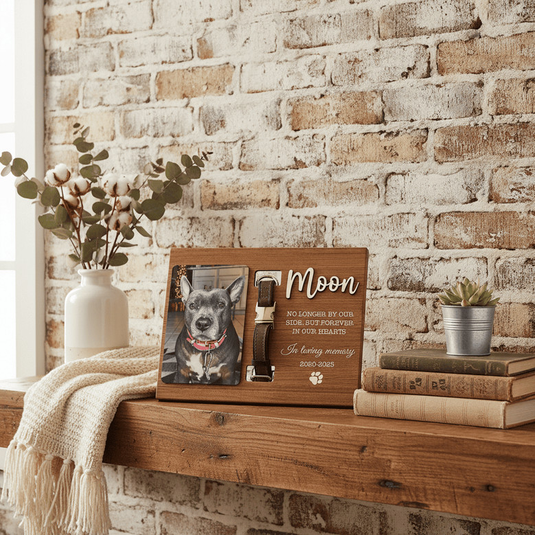 Forever Loved Pet Wood Sign - Personalized Dog Collar Frame