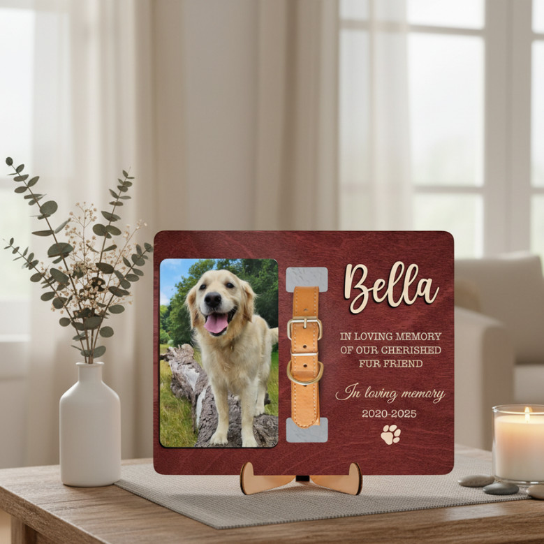 Forever Loved Pet Wood Sign - Personalized Dog Collar Frame