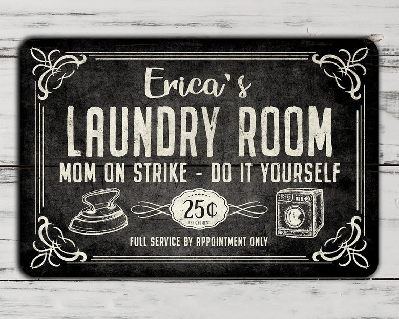 Personalized Vintage Metal Sign - Custom Laundry Room Art