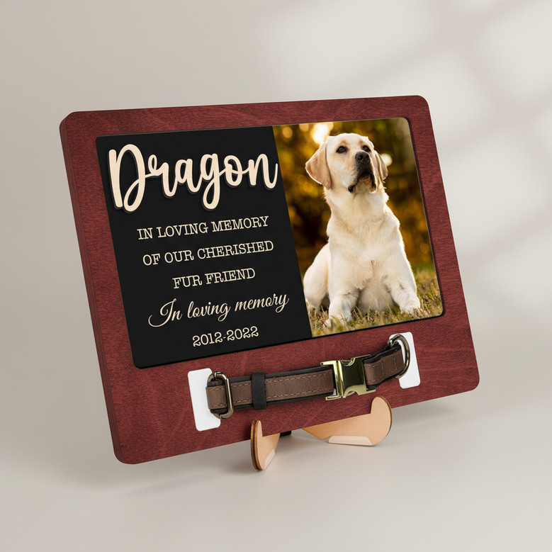 Tribute Wood Sign - Personalized Dog Photo & Collar Keepsake
