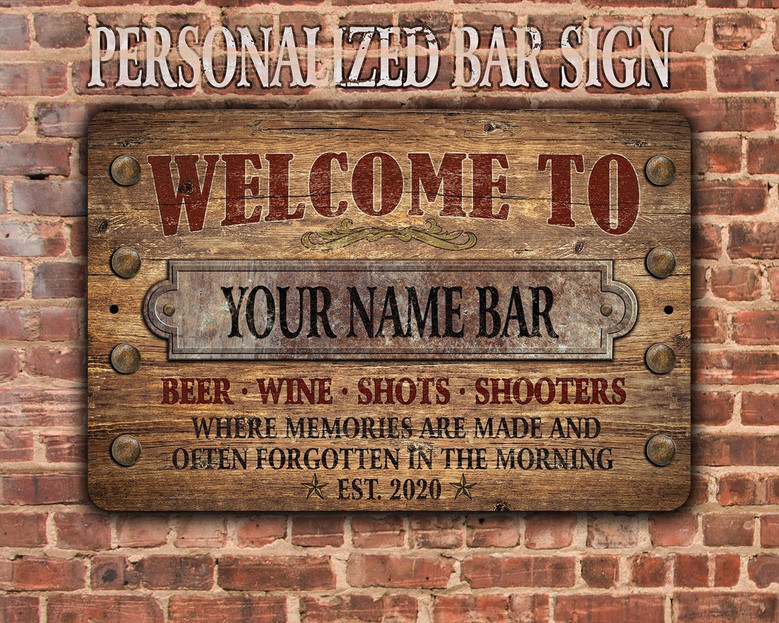 Your Custom Beer & Wine Bar Oasis | Personalized Vintage Tin Sign