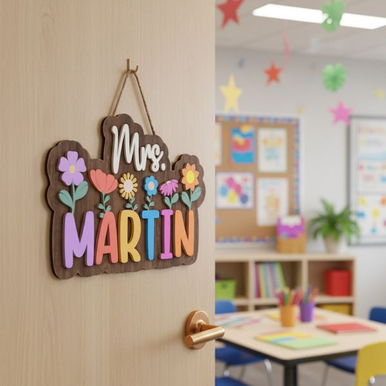 A Teacher's Personalized 3D Welcome Name Wood Sign