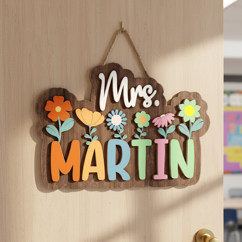 A Teacher's Personalized 3D Welcome Name Wood Sign