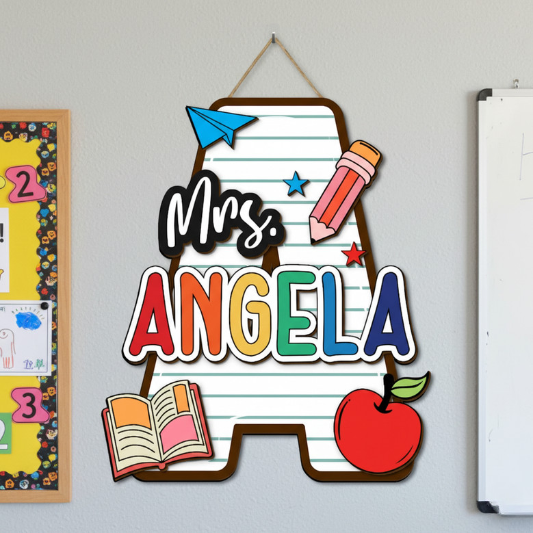 Cherished Teacher Gift - Personalized 3D Classroom Wood Sign Art