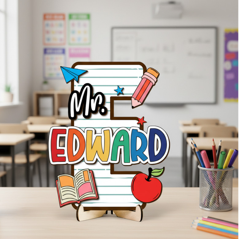 Cherished Teacher Gift - Personalized 3D Classroom Wood Sign Art