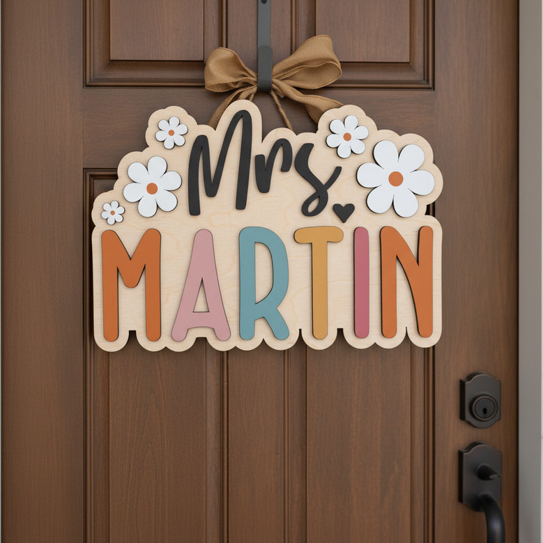 Custom Daisy Teacher Wood Sign for Classroom Door Gift