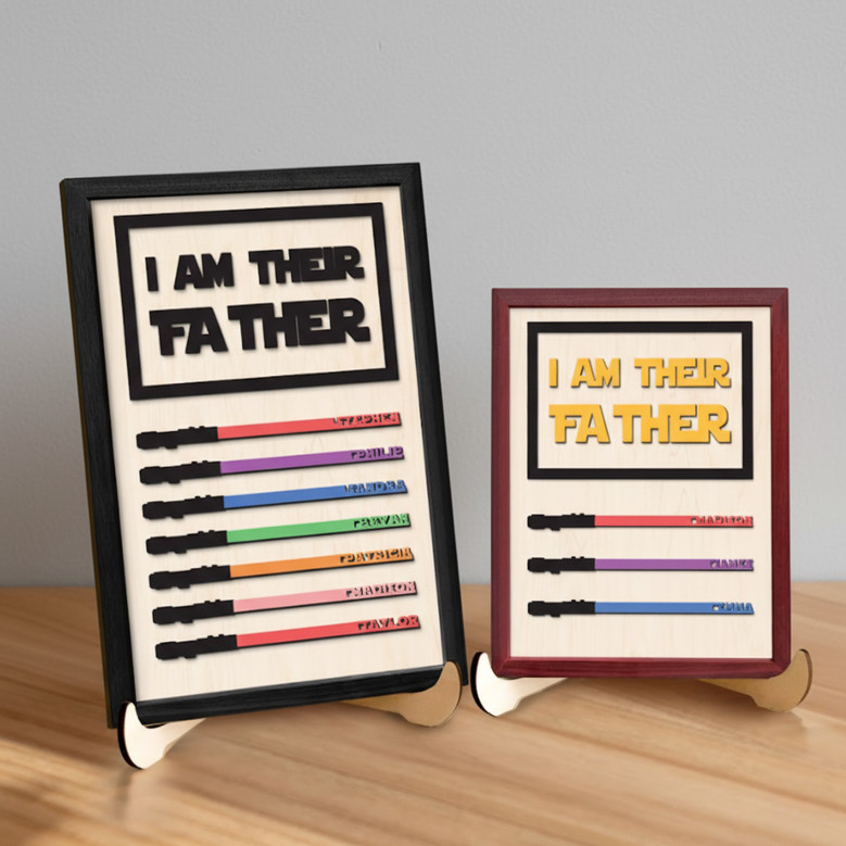 Engraved Lightsaber Wood Sign - Personalized Dad Keepsake