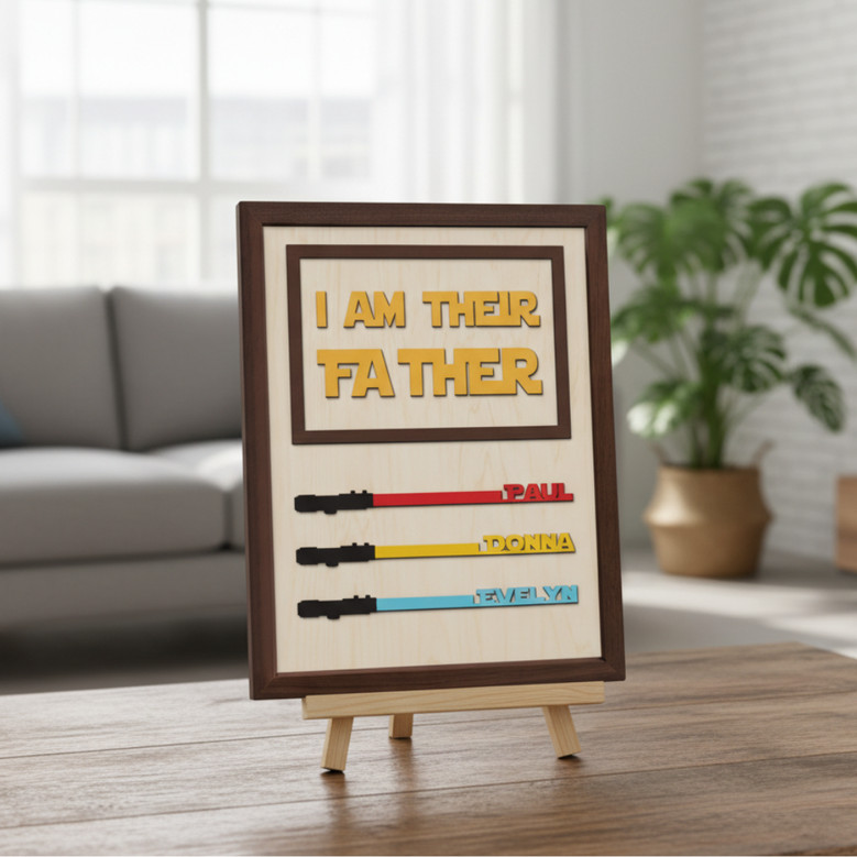 Engraved Lightsaber Wood Sign - Personalized Dad Keepsake