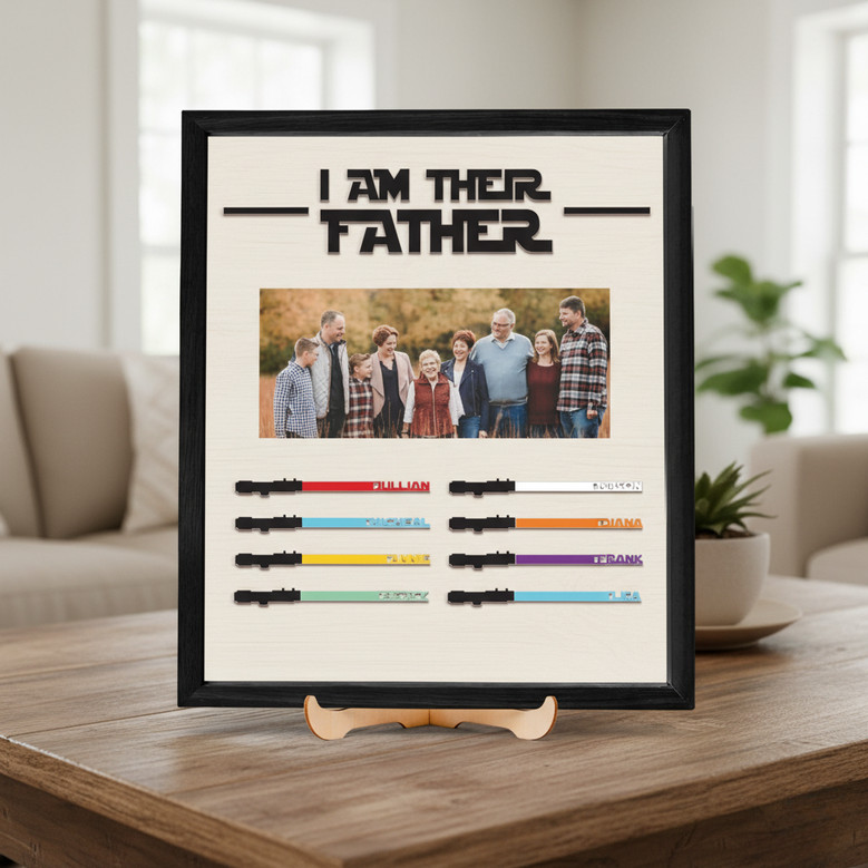 Personalized Lightsaber Wood Sign Gift - Best Dad In The Galaxy