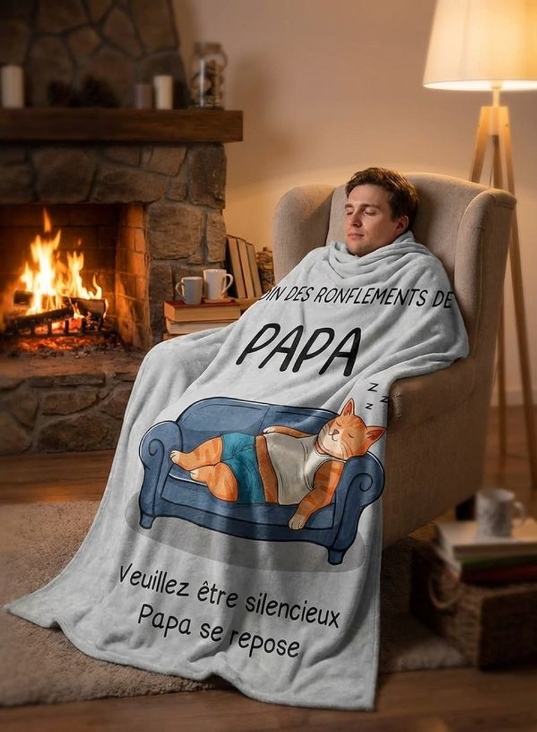 Cadeau Papa, Cadeau Anniversaire Papa - Idee Plaid Couverture Chat, Cadeaux Anniversaire Pere, Cadeau Fete Des Peres Original
