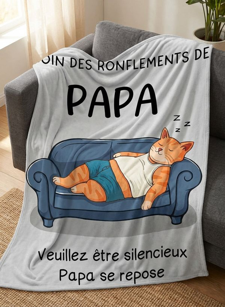 Cadeau Papa, Cadeau Anniversaire Papa - Idee Plaid Couverture Chat, Cadeaux Anniversaire Pere, Cadeau Fete Des Peres Original