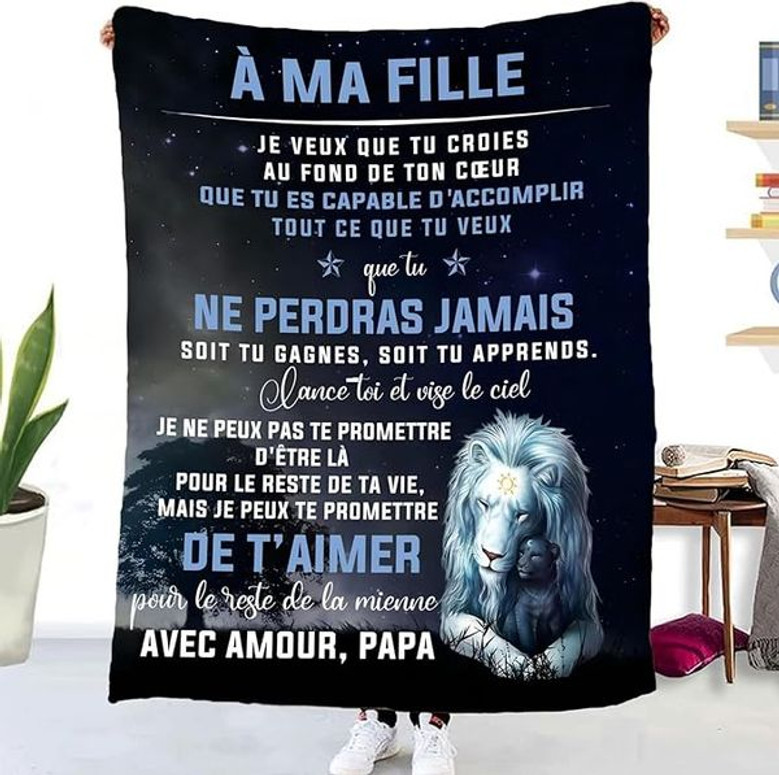 Cadeaux Plaid D'Anniversaire Pour à Ma Fille, Couverture Personnalisé Doux Pour Offrir à Son Fille De La Part De Papa, Idée Cadeau Insolite Utile Pour Un Noel Une FêTe Un Mariage