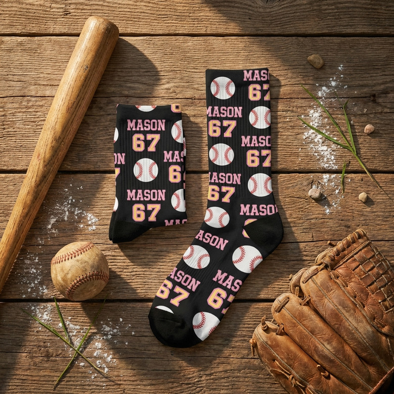 Custom 3D Baseball Socks Gen Alpha Funniest Gift Custom 3D Baseball Socks Gen Alpha Funniest Gift