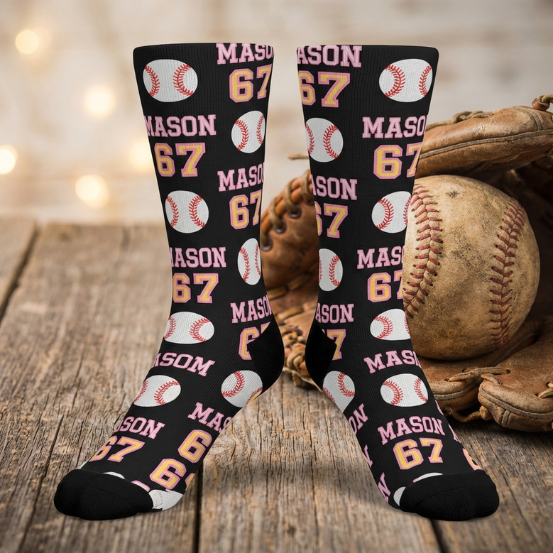 Custom 3D Baseball Socks Gen Alpha Funniest Gift Custom 3D Baseball Socks Gen Alpha Funniest Gift