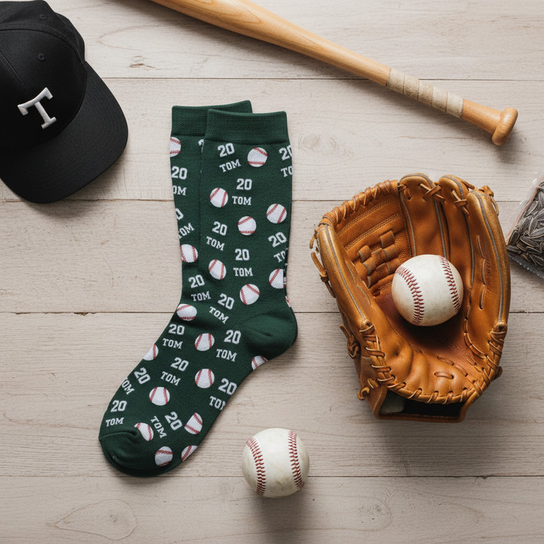 Custom Name and Number Baseball 3D Socks Hit a Homerun Gift Custom Name and Number Baseball 3D Socks Hit a Homerun Gift