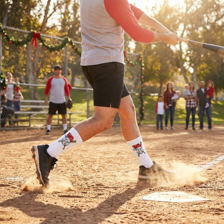 Holiday Baseball 3D Socks with Santa Hat Design Holiday Baseball 3D Socks with Santa Hat Design