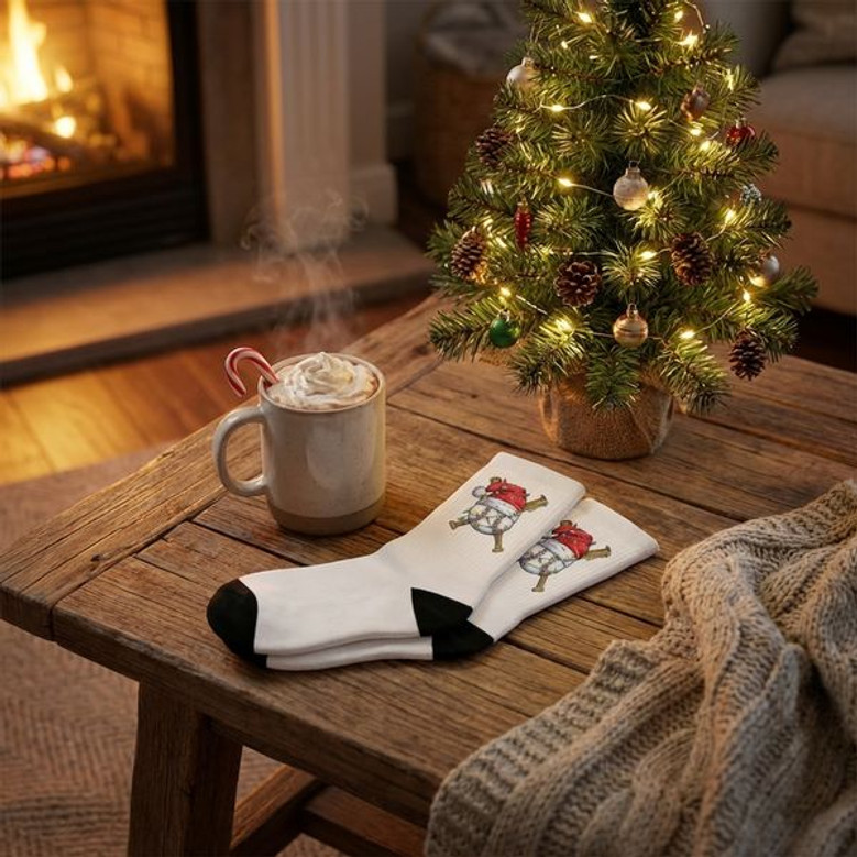 Holiday Baseball 3D Socks with Santa Hat Design Holiday Baseball 3D Socks with Santa Hat Design