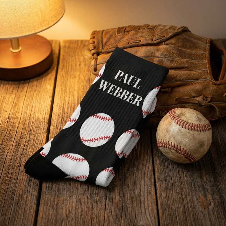 Personalized Baseball 3D Crew Socks Fathers Day Team Gift Personalized Baseball 3D Crew Socks Fathers Day Team Gift