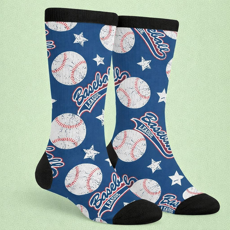 Blue Baseball 3D Socks for Men Elevate Your Game Day Style Blue Baseball 3D Socks for Men Elevate Your Game Day Style