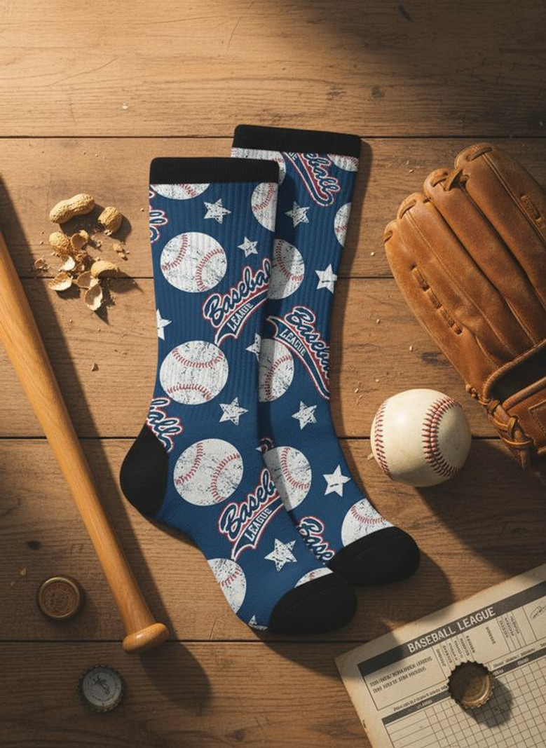 Blue Baseball 3D Socks for Men Elevate Your Game Day Style Blue Baseball 3D Socks for Men Elevate Your Game Day Style