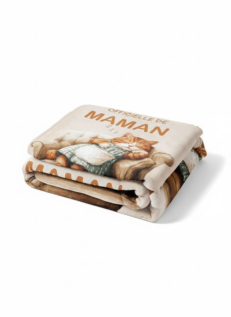 Cadeau Maman, Cadeau Anniversaire Maman - Idee Plaid Couverture Doux Chat Mignon, Cadeau Fete Des Meres Original