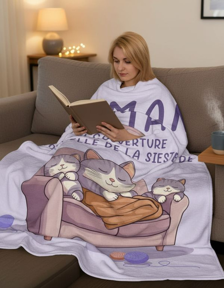 Cadeau Noel Maman, Couverture Violette à Motifs De Chats, 60''*50'', Cadeau Maman Anniversaire, Cadeau Pour Maman, Cadeau Jeune Future Naissance Maman, Cadeau Mere