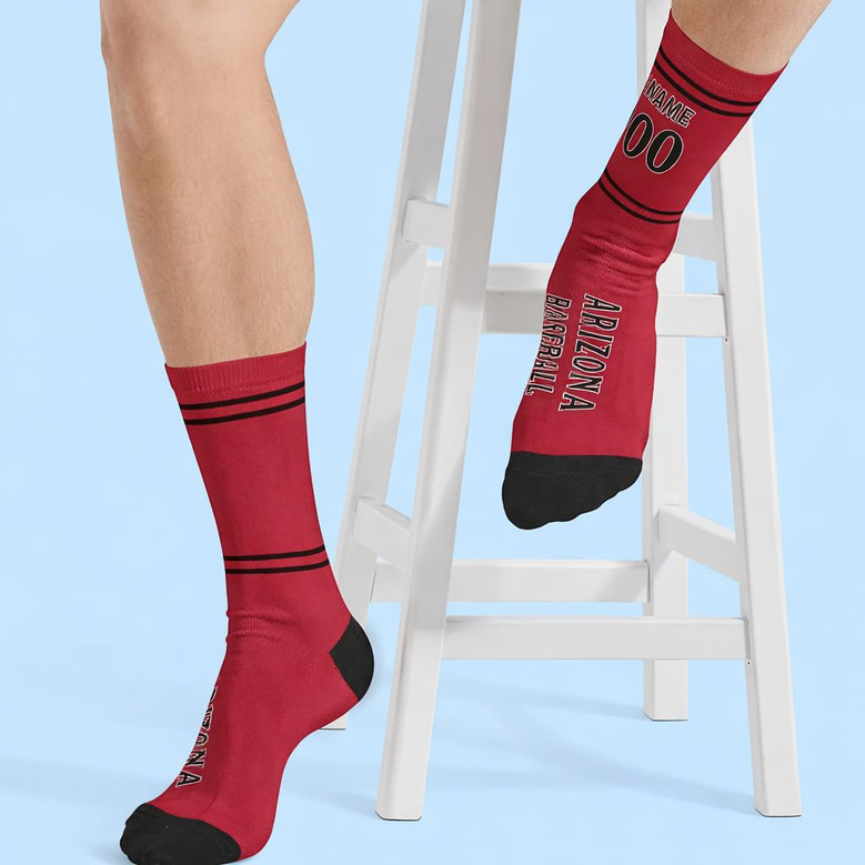 Custom Name and Number Baseball 3D Socks for Arizona Fans Custom Name and Number Baseball 3D Socks for Arizona Fans
