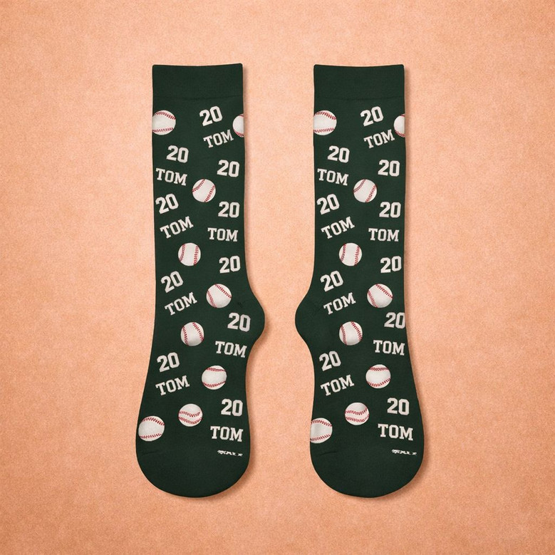 Custom Name and Number Baseball 3D Socks Hit a Homerun Gift Custom Name and Number Baseball 3D Socks Hit a Homerun Gift