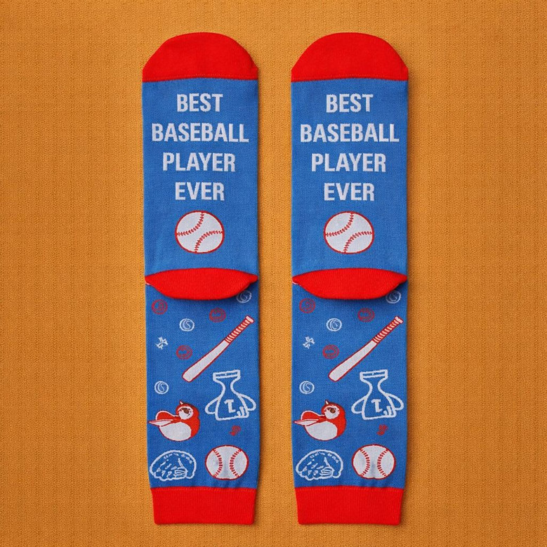 Funny Baseball Player 3D Crew Socks Unique Sports Gift Funny Baseball Player 3D Crew Socks Unique Sports Gift