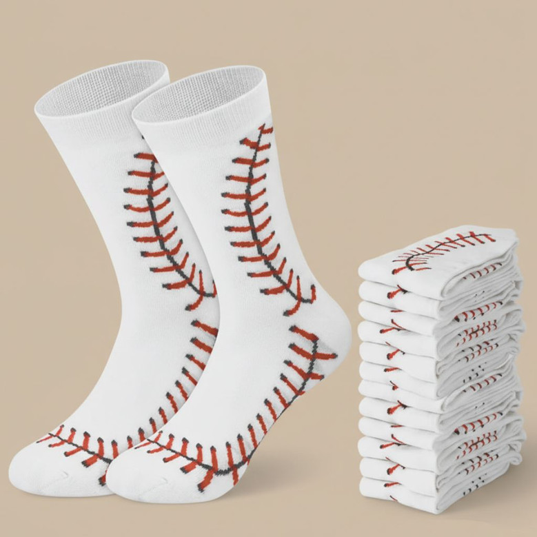 Funny Baseball Stitch 3D Socks for Coaches and Teams Funny Baseball Stitch 3D Socks for Coaches and Teams