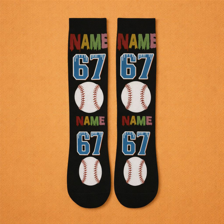 Gen Alpha Meme Baseball 3D Socks Funny Custom Design Gen Alpha Meme Baseball 3D Socks Funny Custom Design
